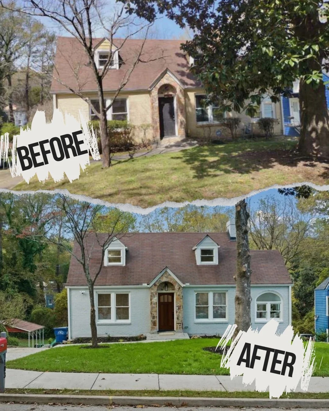 Exterior · before and after — Atlanta flip financed by Tidal Loans