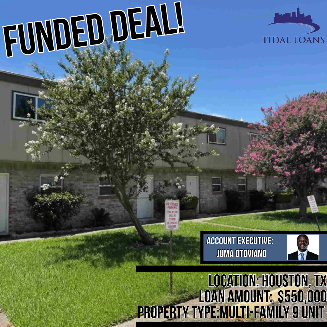 Funded 9-unit multifamily property in Humble, Texas financed by Tidal Loans with a cash-out refinance