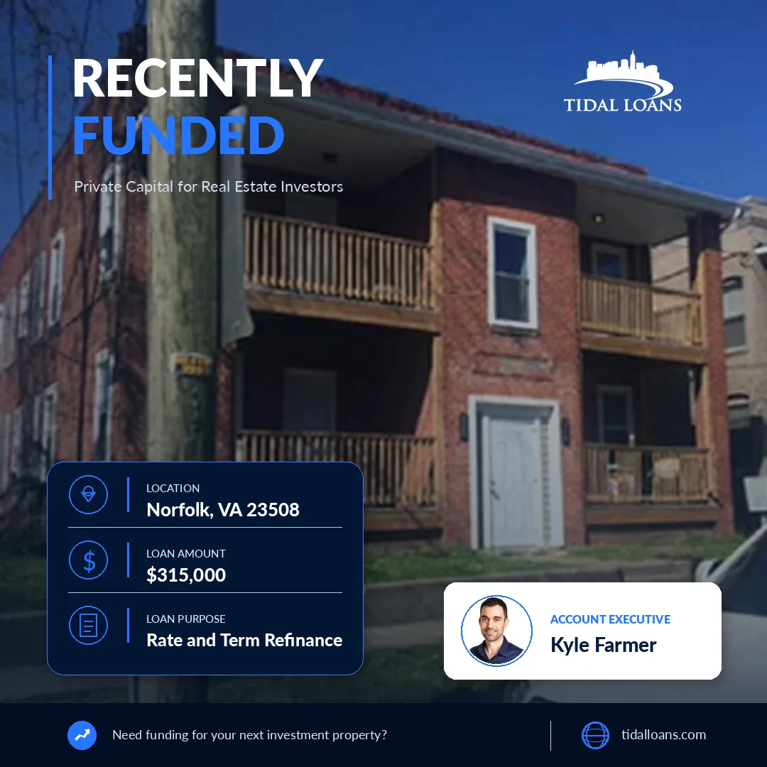 4-unit investment property in Norfolk, Virginia funded by Tidal Loans — $315,000 DSCR cash-out refinance