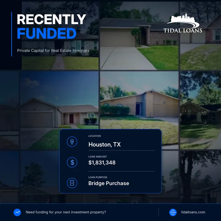 Recently funded Tidal Loans bridge purchase — 13-unit rental portfolio in Houston, TX, $1,831,348