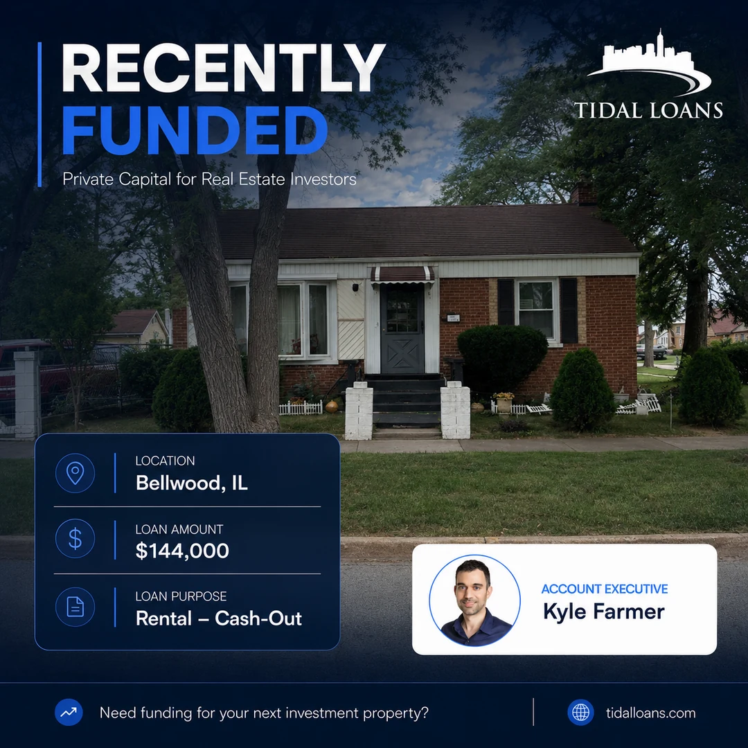 Recently funded Tidal Loans short-term rental cash-out refinance in Bellwood, Illinois — $144,000 loan